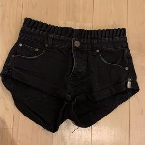 Black denim shorts